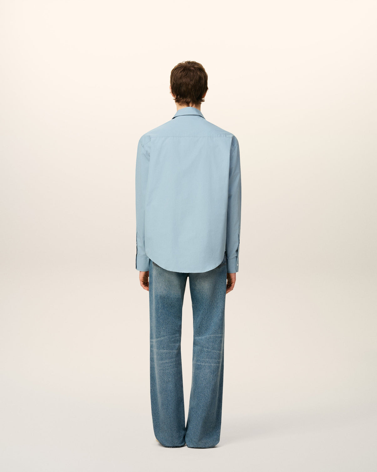 Blue Cotton Embossed Boxy Shirt
