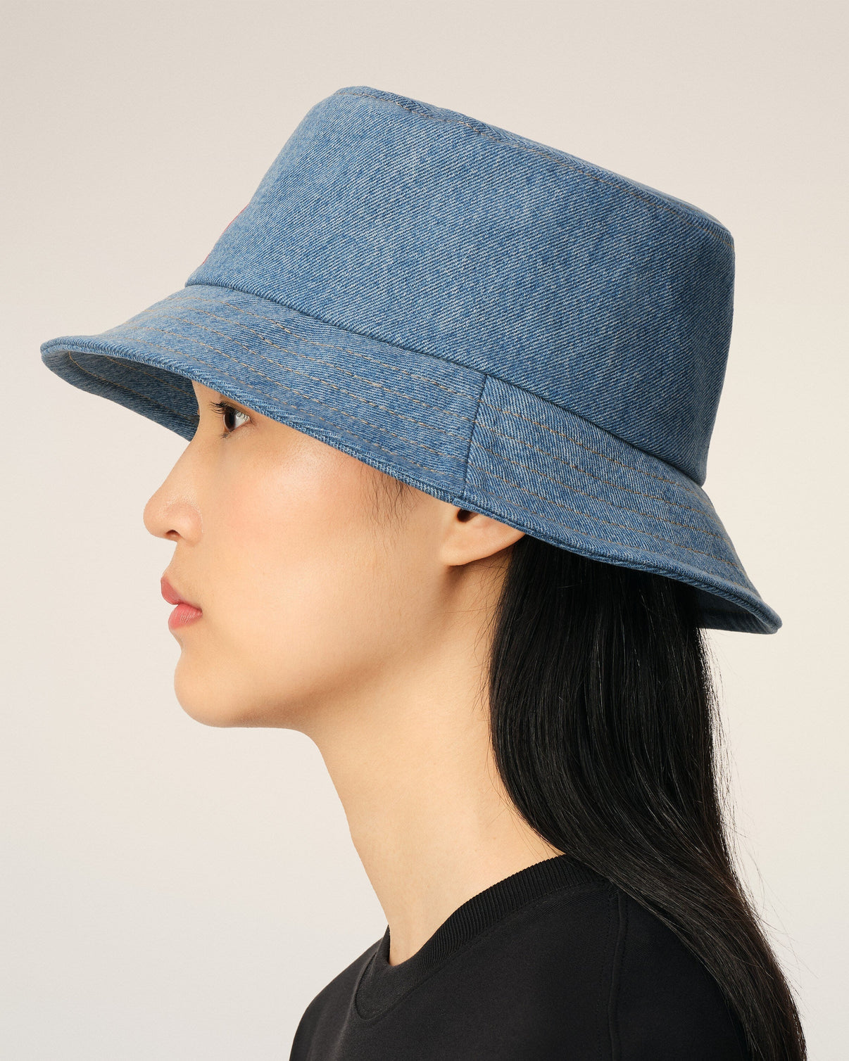 Blue Cotton Embroidery Bucket Hat