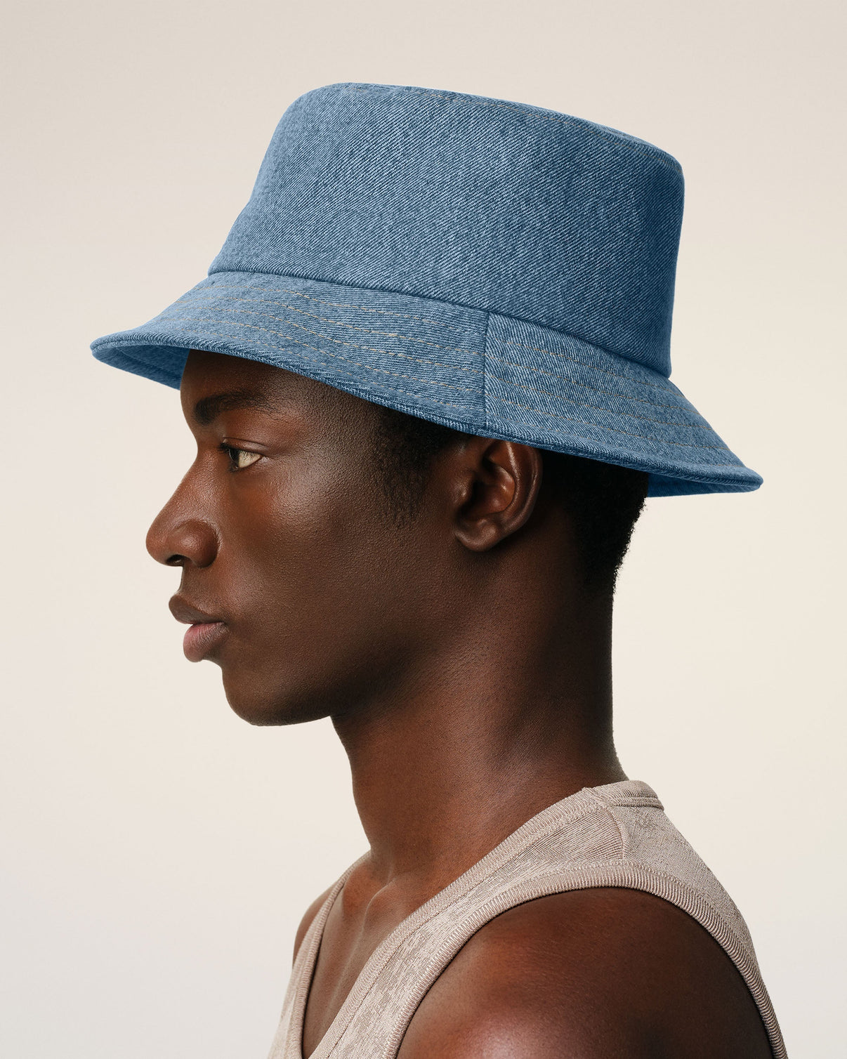 Blue Cotton Embroidery Bucket Hat
