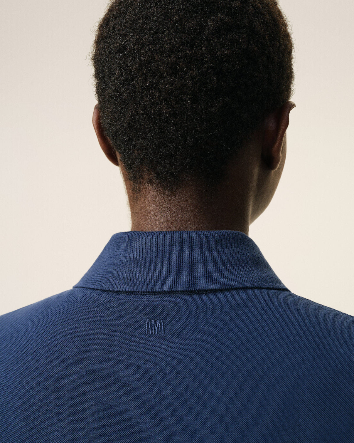Blue Cotton Knitted Patch Polo
