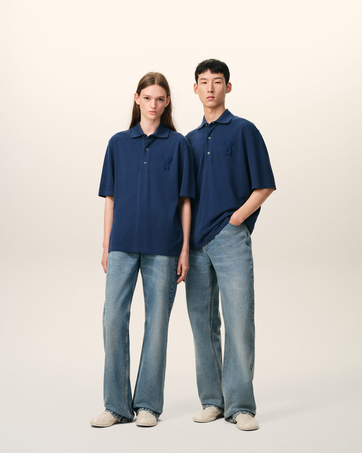Blue Cotton Knitted Patch Polo