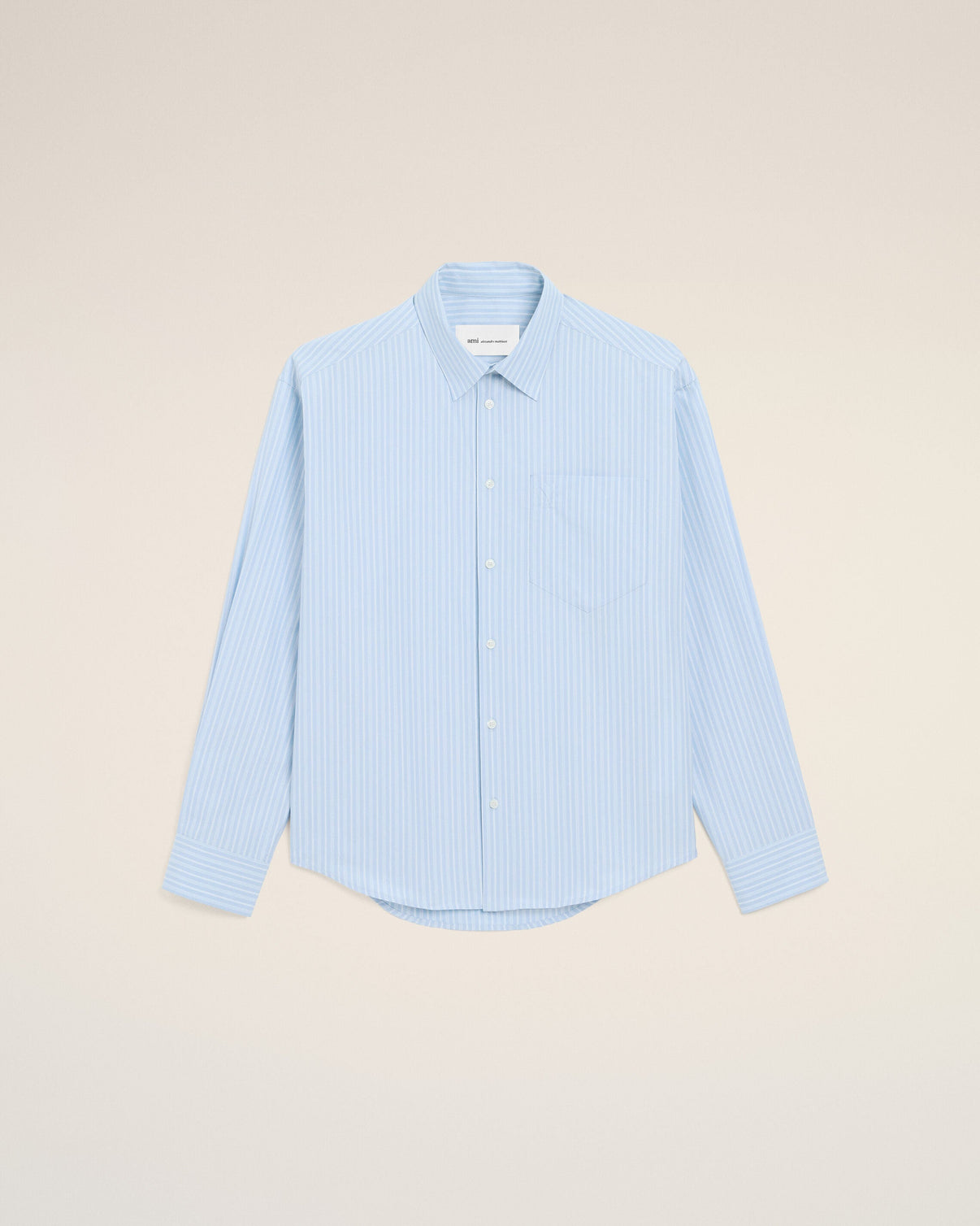 Blue Cotton Long Sleeve Boxy Shirt