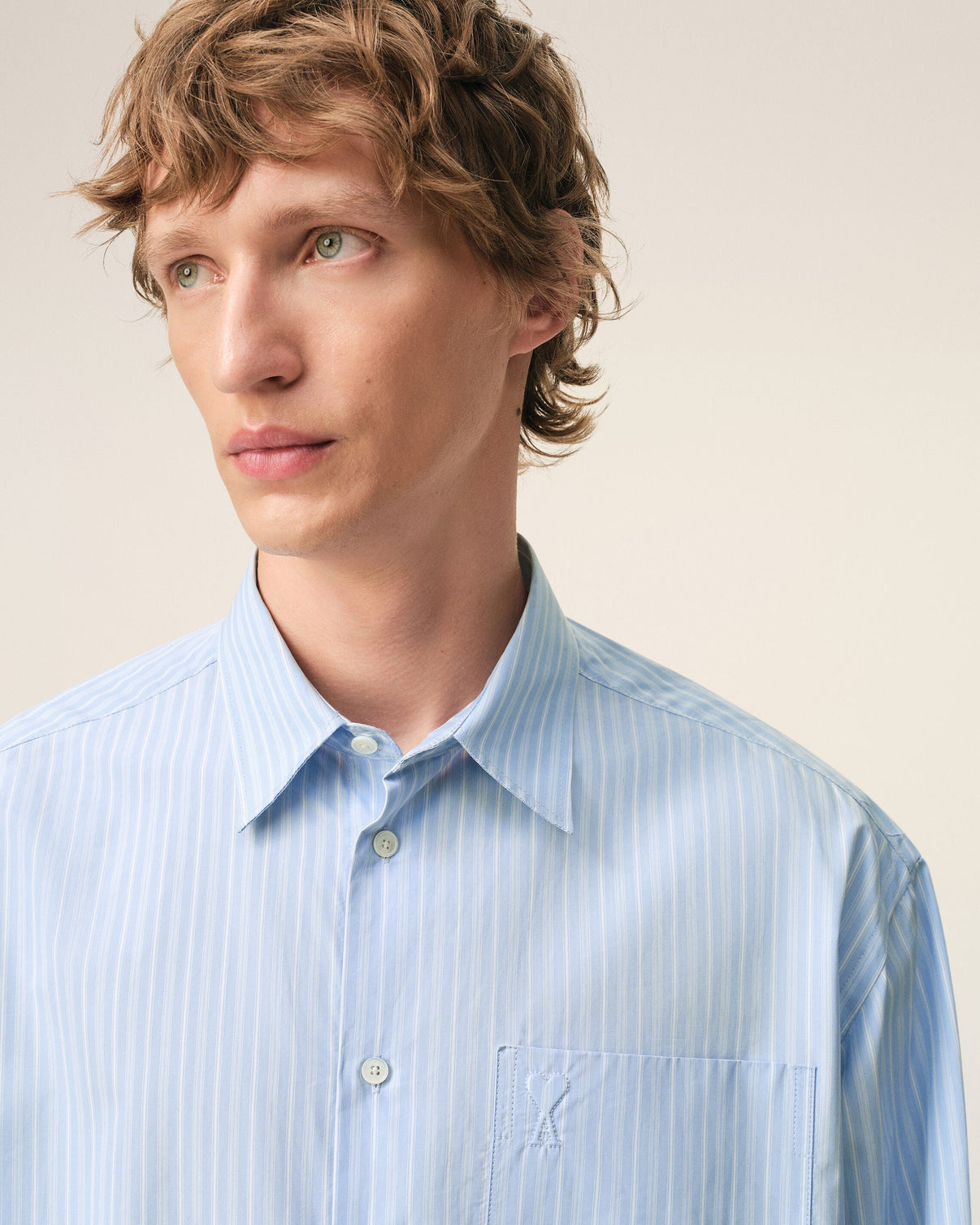 Blue Cotton Long Sleeve Boxy Shirt