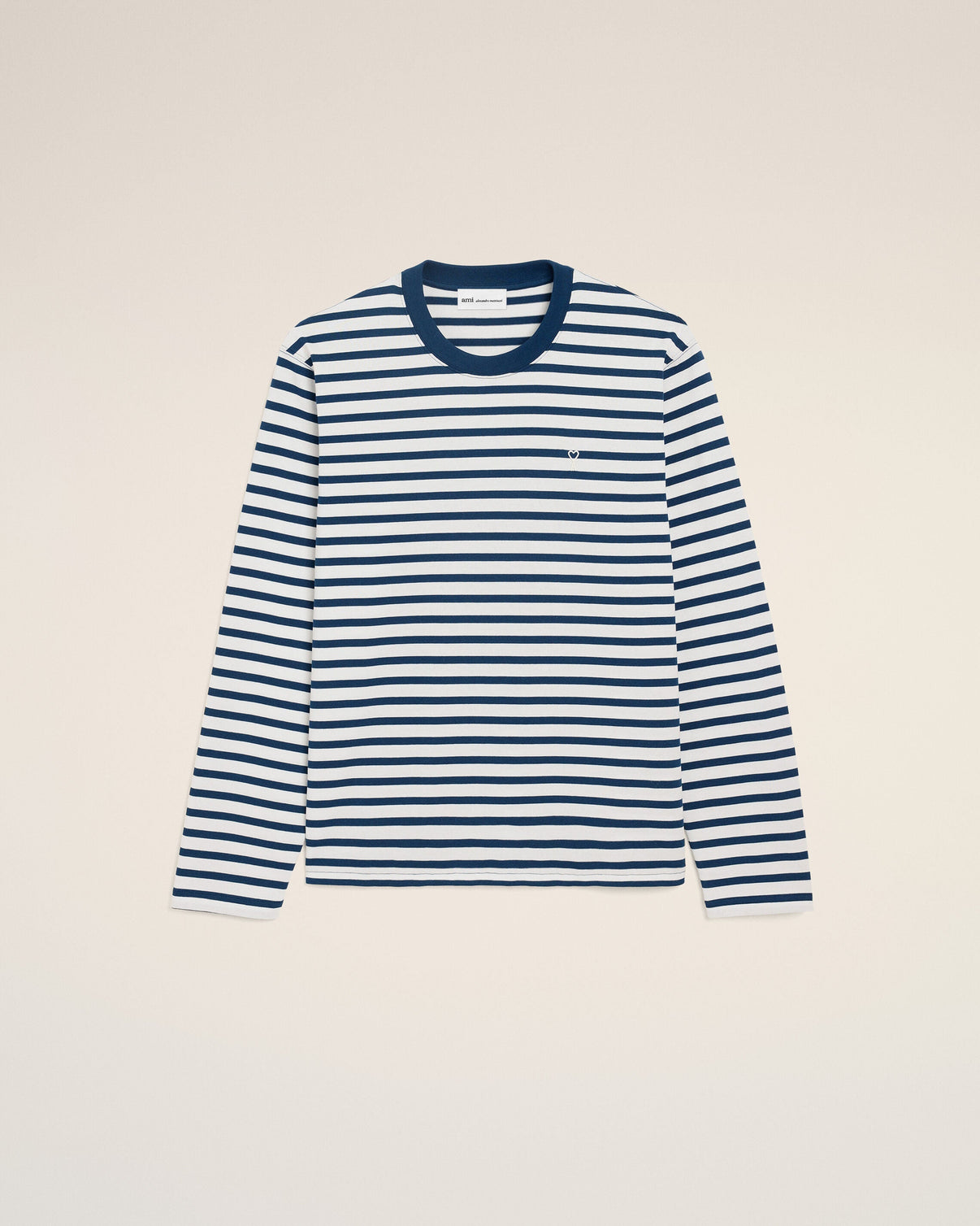 Blue Cotton Long Sleeves Mariniere T-shirt