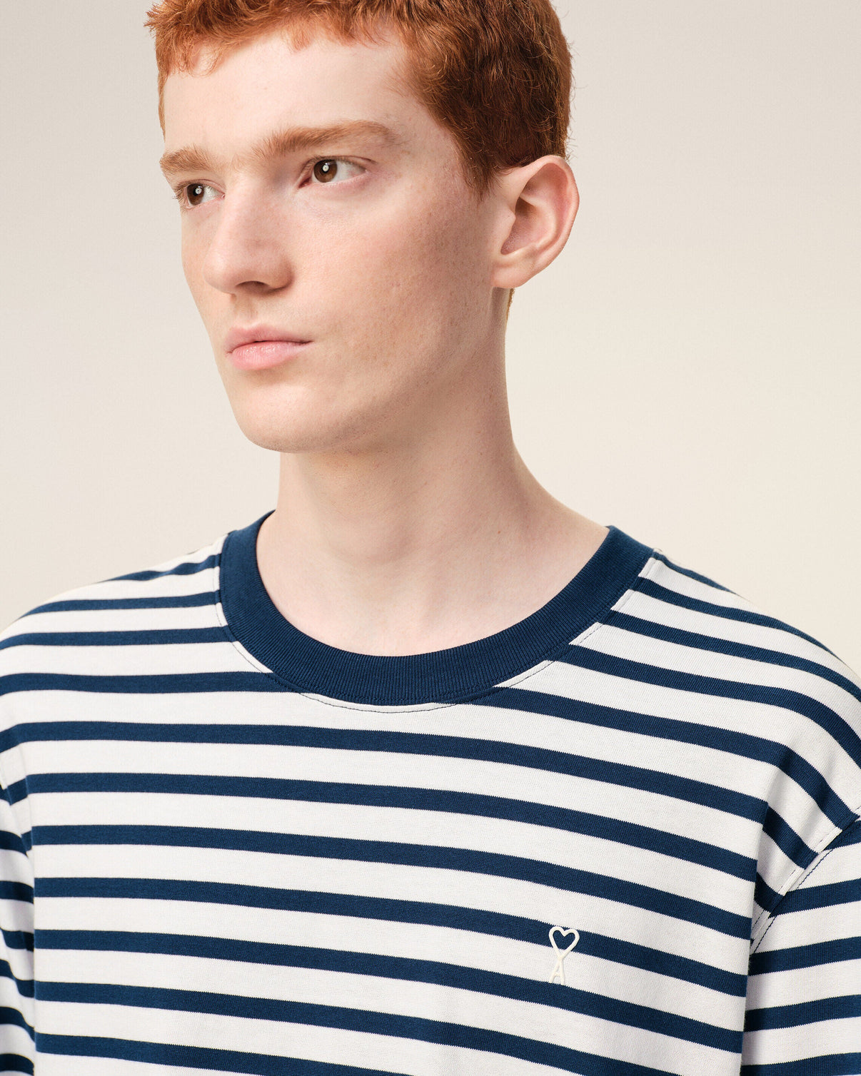 Blue Cotton Long Sleeves Mariniere T-shirt