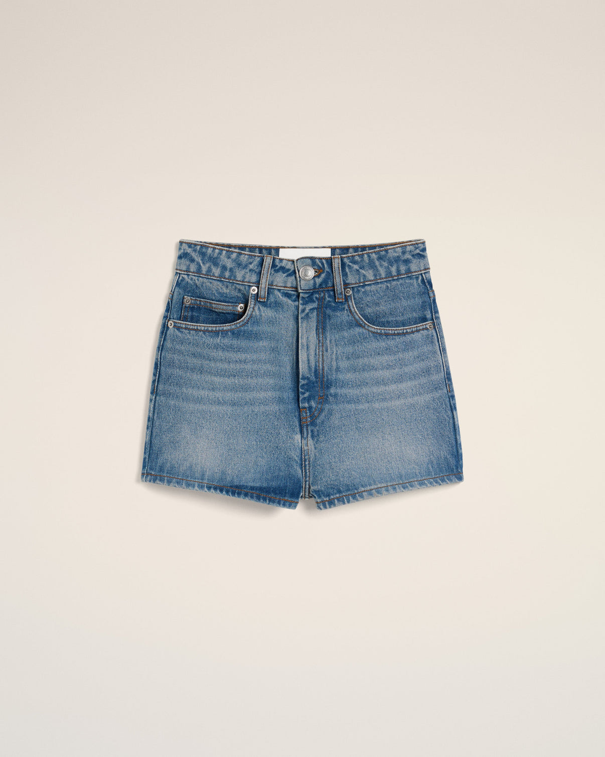 Blue Cotton Mini Shorts