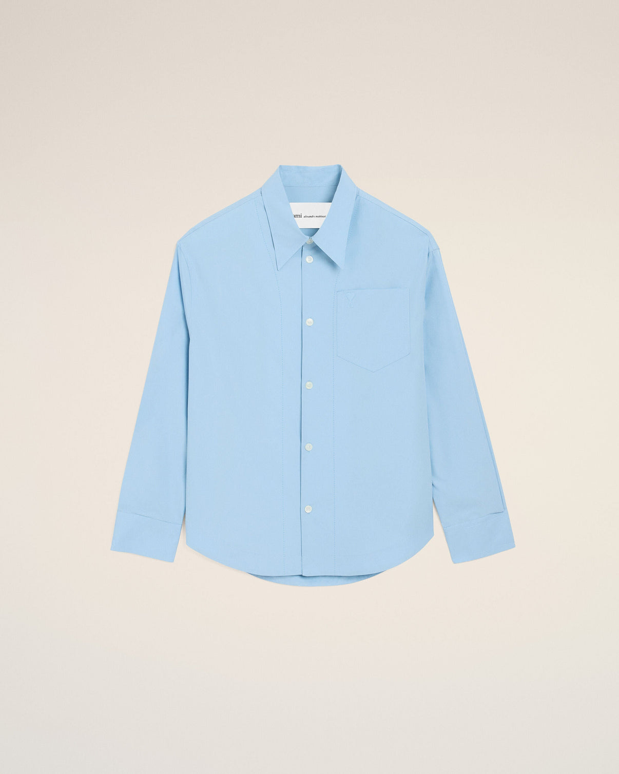 Blue Cotton Sharp Collar Wide Shirt