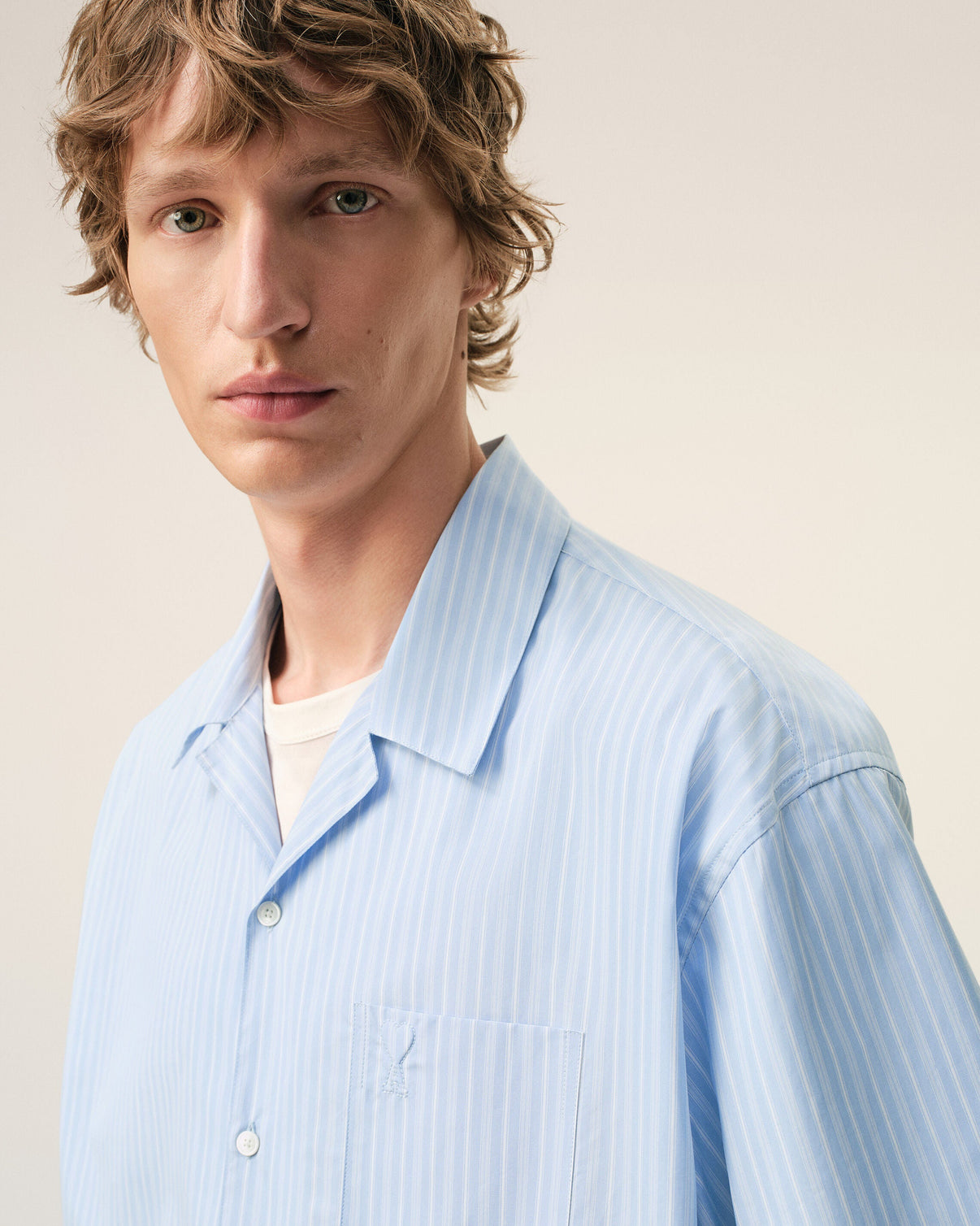 Blue Cotton Short Sleeve Boxy Shirt