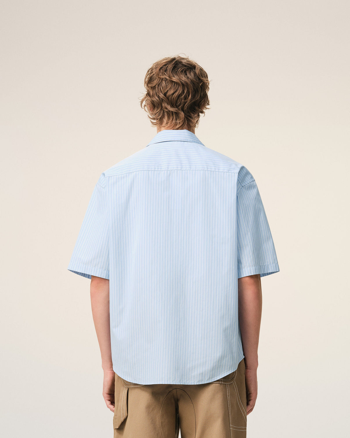 Blue Cotton Short Sleeve Boxy Shirt