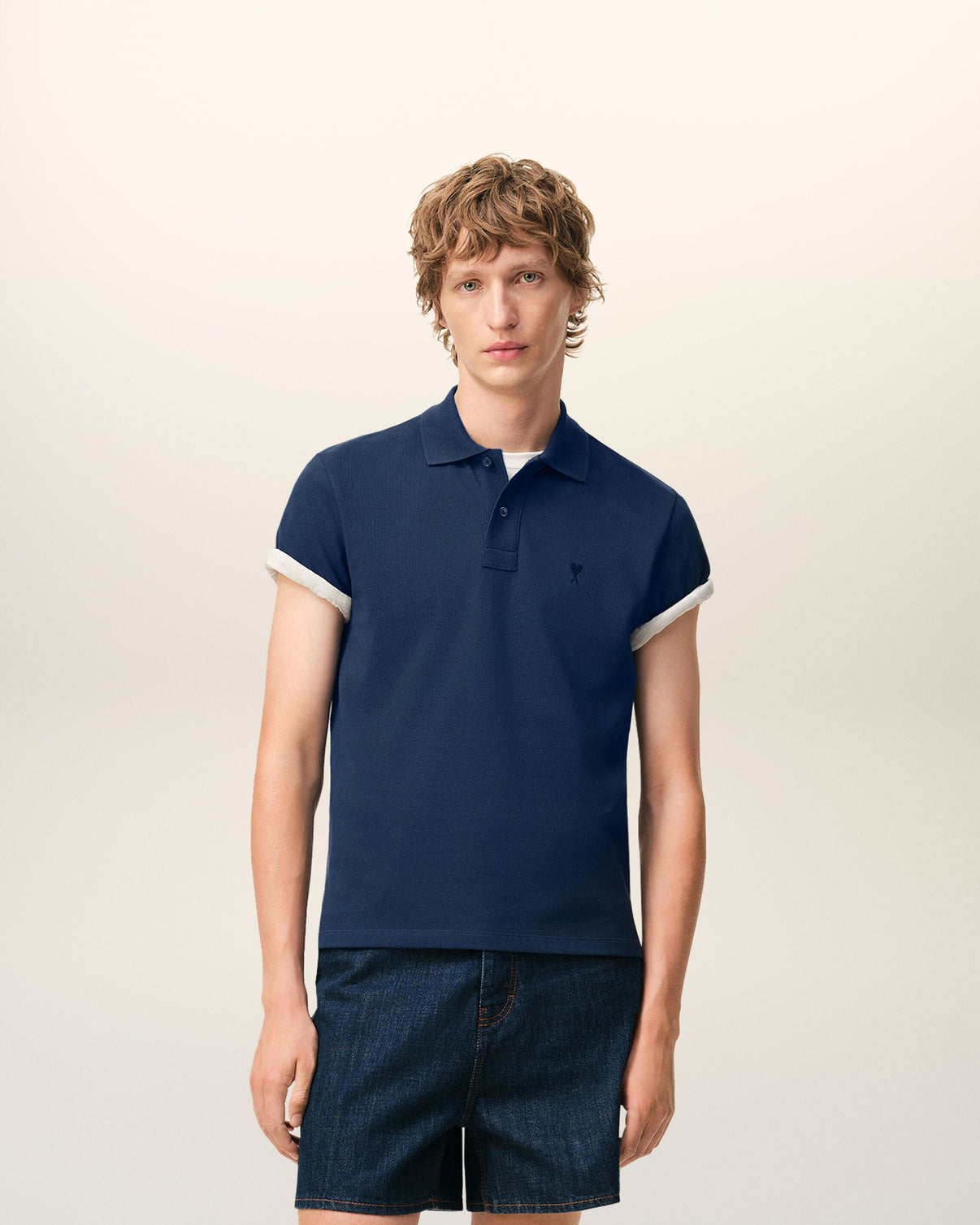 Blue Cotton Short Sleeves Polo Shirt
