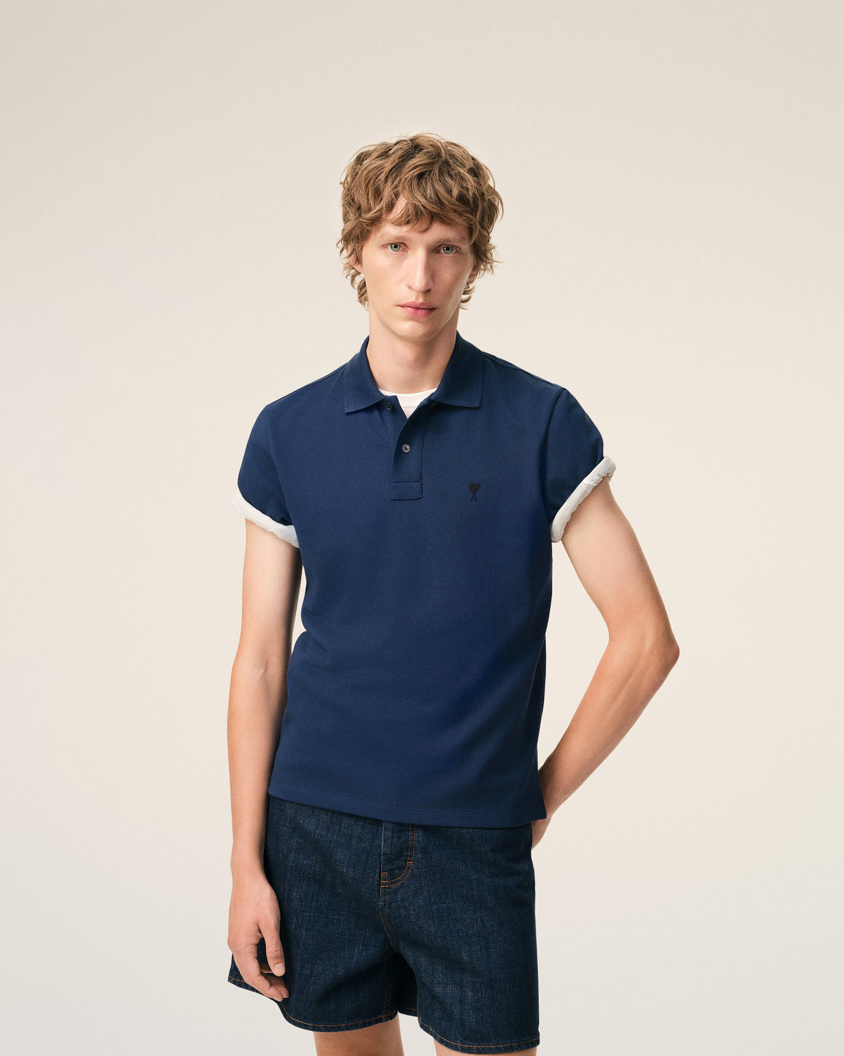 Blue Cotton Short Sleeves Polo Shirt