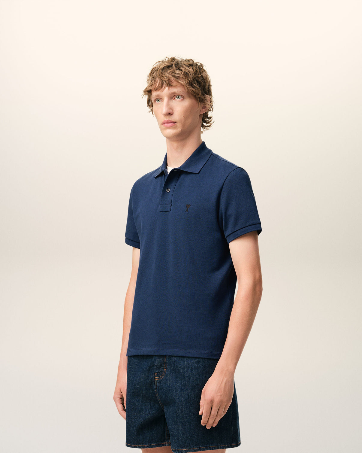 Blue Cotton Short Sleeves Polo Shirt