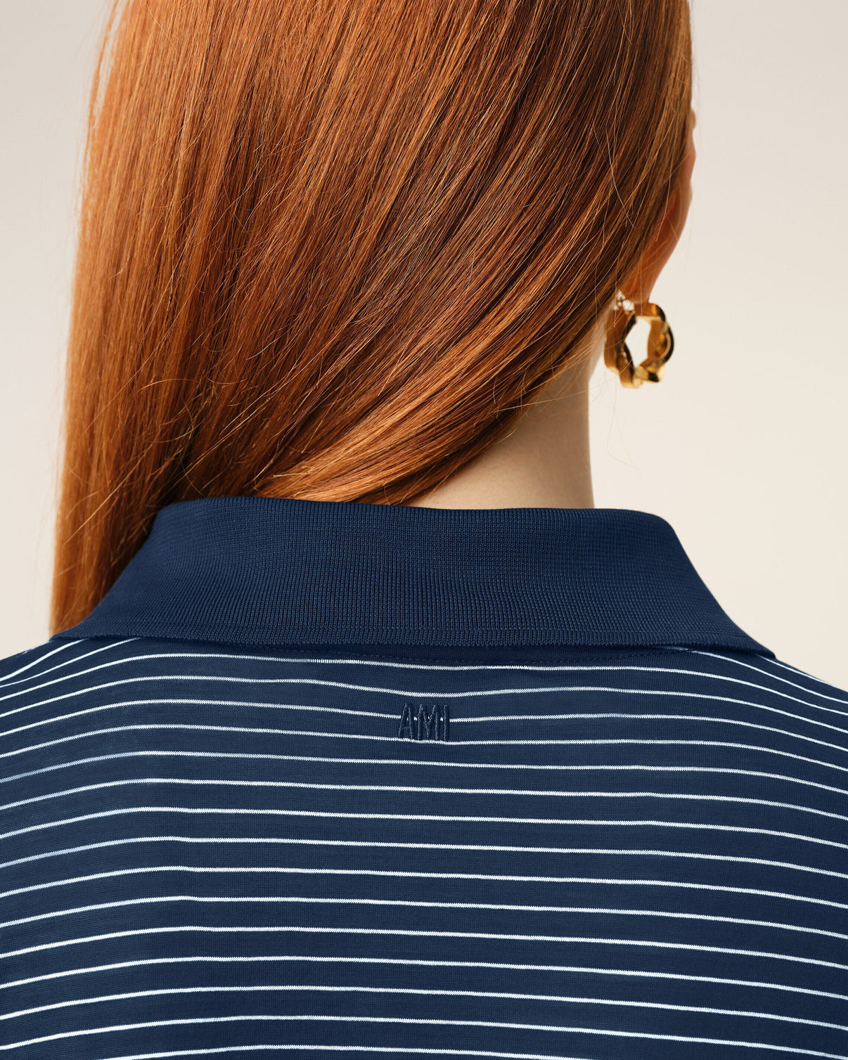 Blue Cotton Striped Polo
