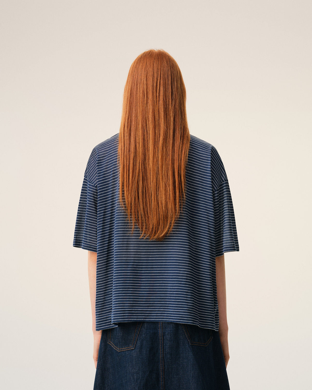 Blue Cotton Striped Polo