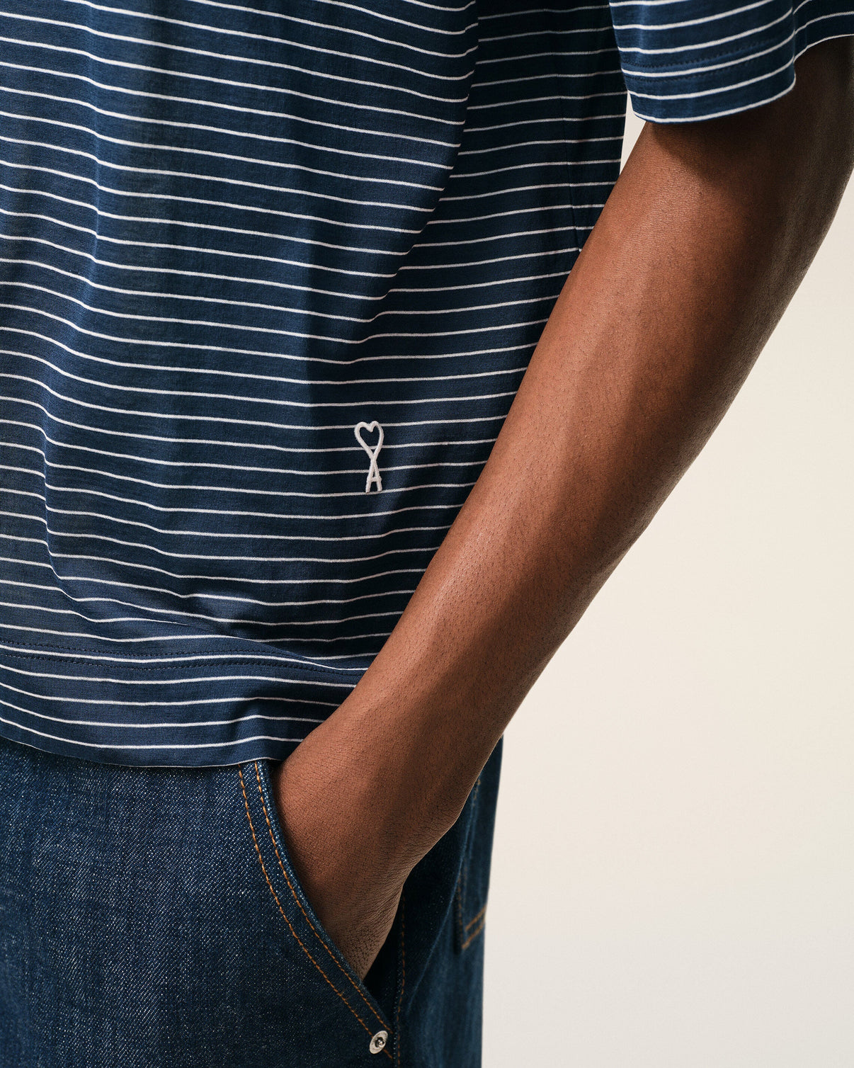 Blue Cotton Striped Polo
