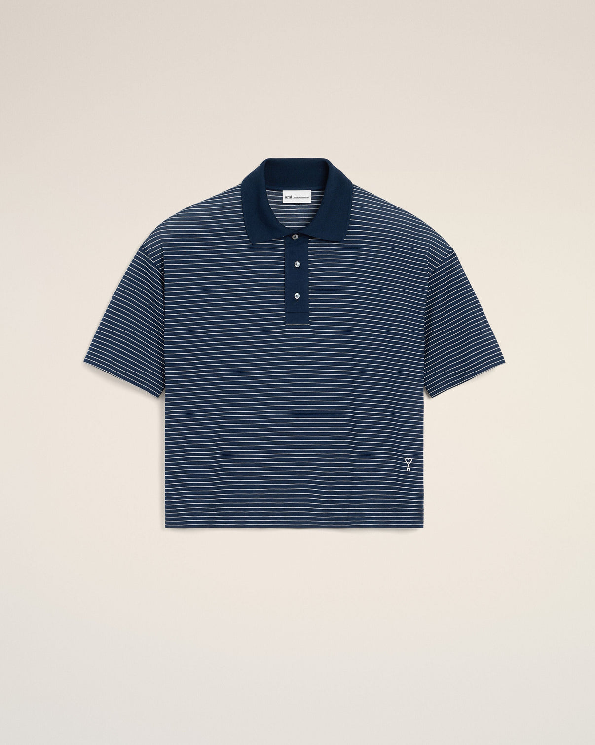 Blue Cotton Striped Polo