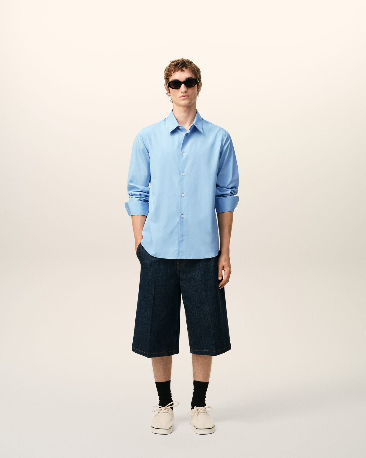Blue Cotton Tailor Embroidered Shirt