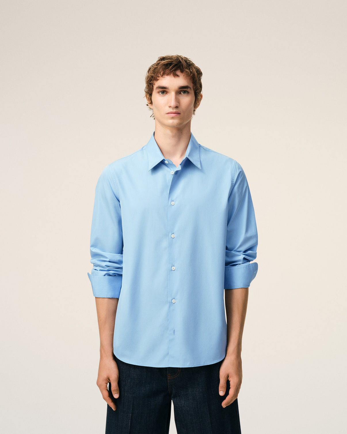 Blue Cotton Tailor Embroidered Shirt