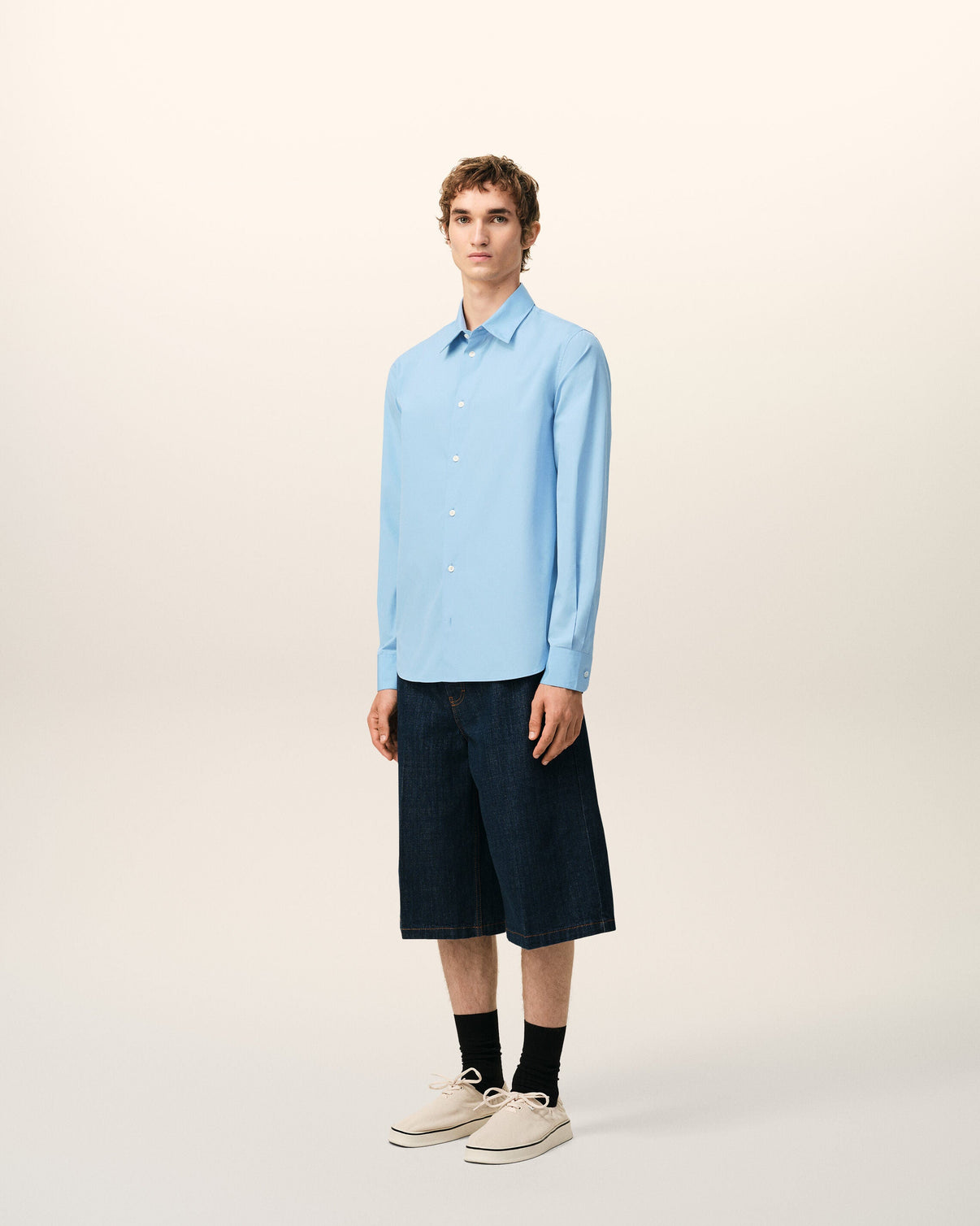 Blue Cotton Tailor Embroidered Shirt