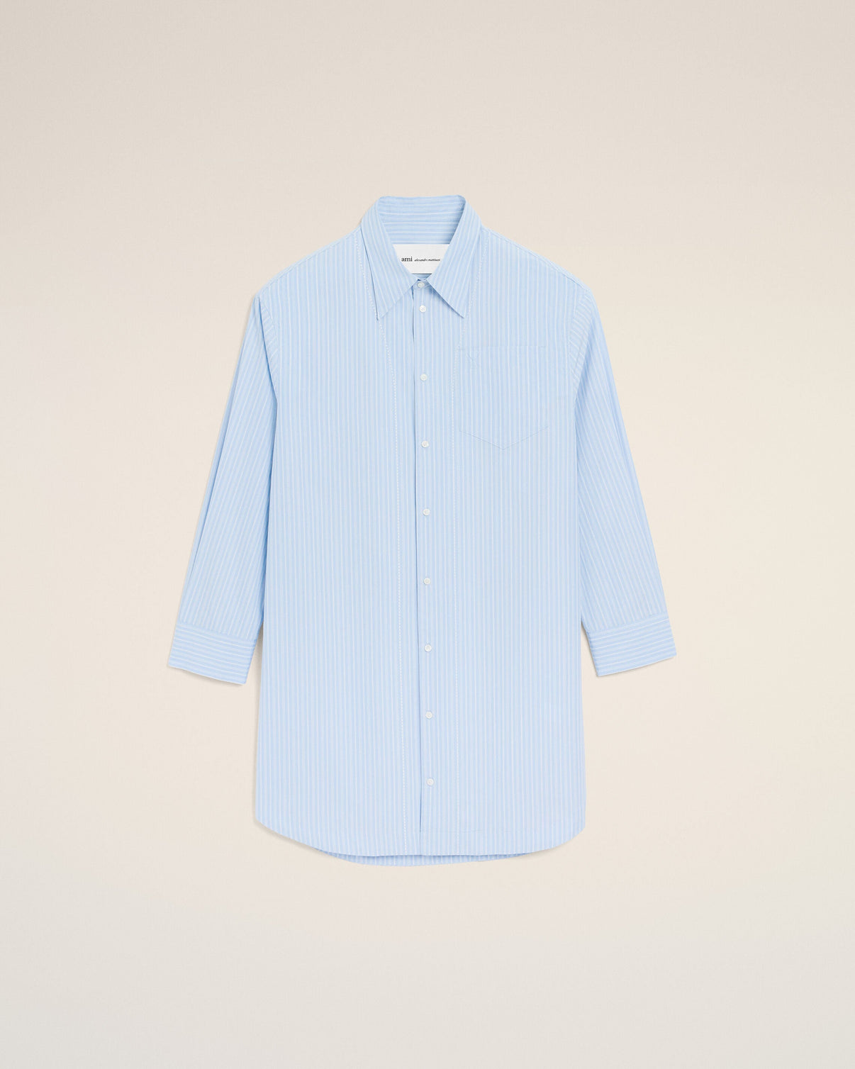 Blue Cotton Wide Shirt Dress