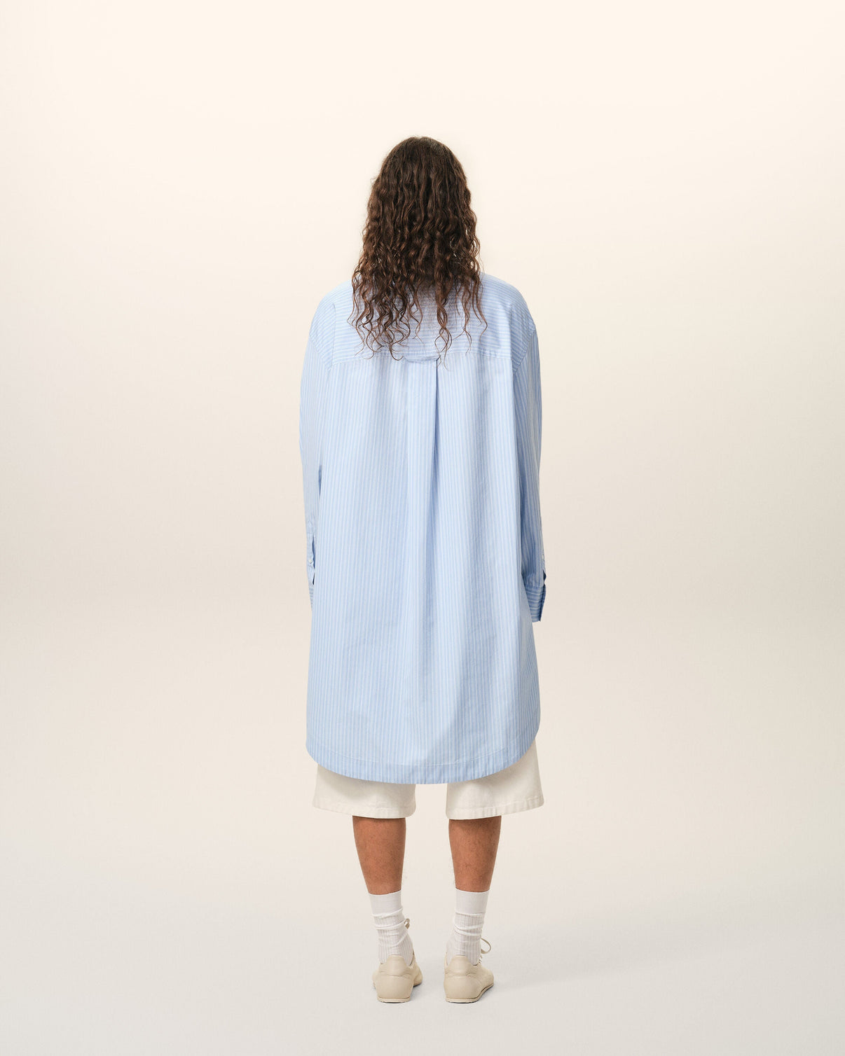 Blue Cotton Wide Shirt Dress