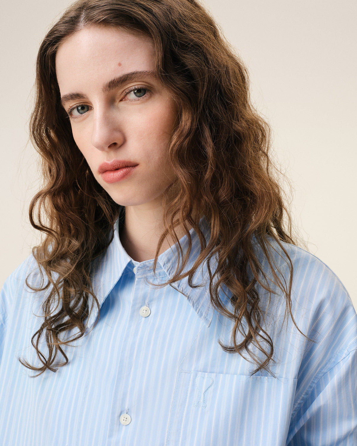 Blue Cotton Wide Shirt Dress