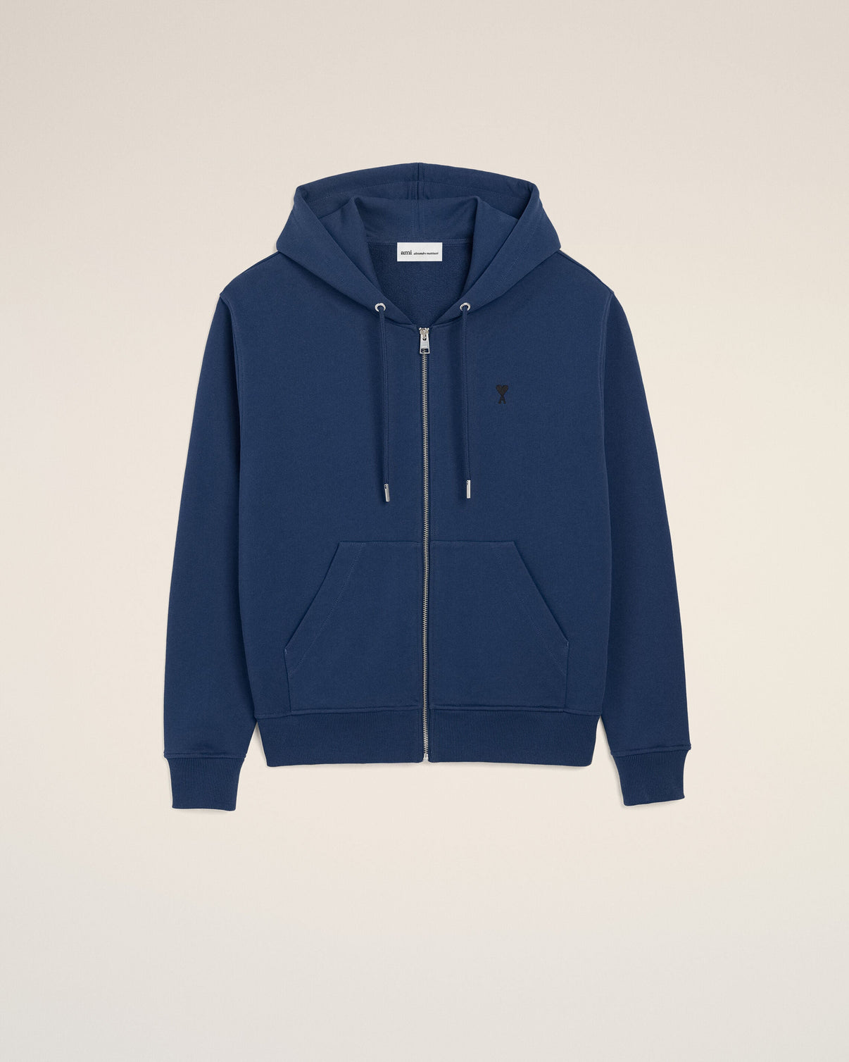 Blue Cotton Zipped Hoodie