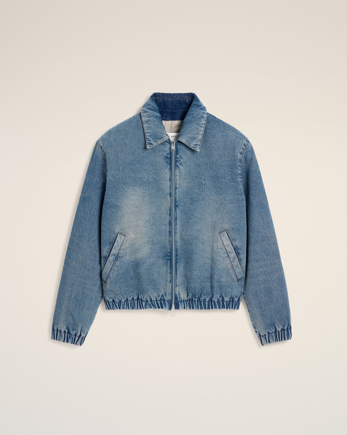 Blue Cotton Zipped Jacket