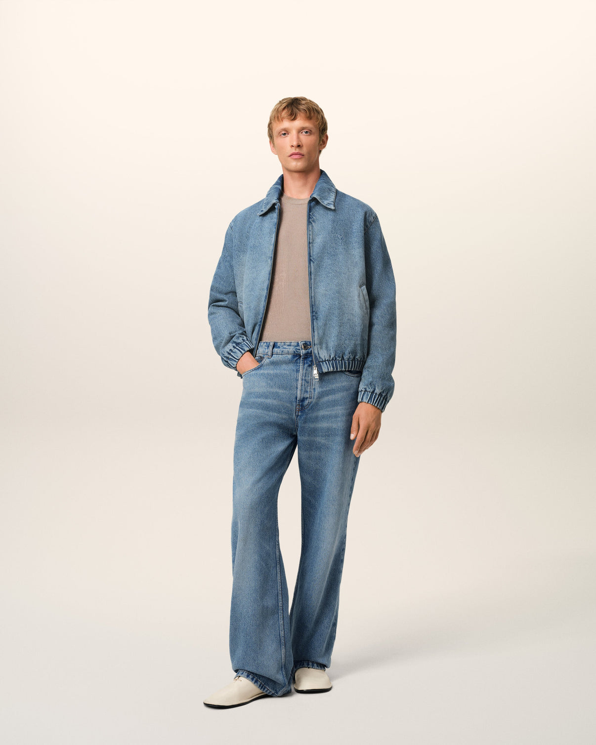 Blue Cotton Zipped Jacket