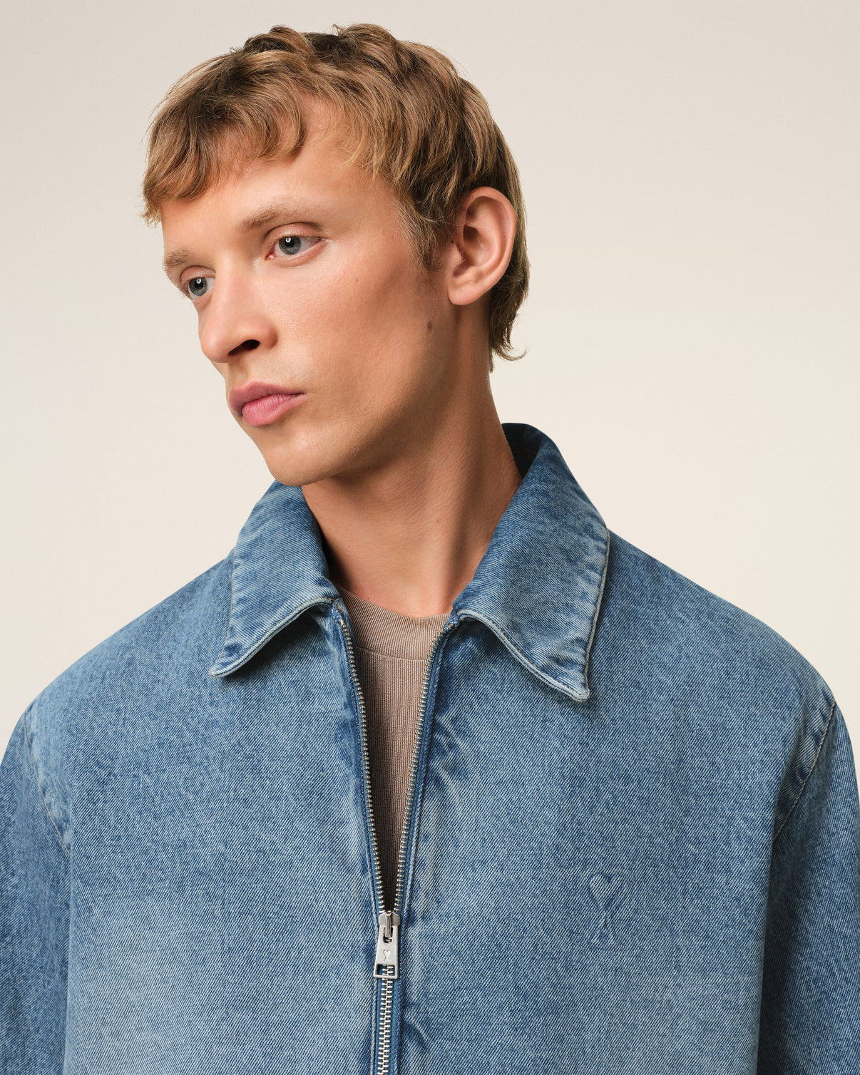 Blue Cotton Zipped Jacket