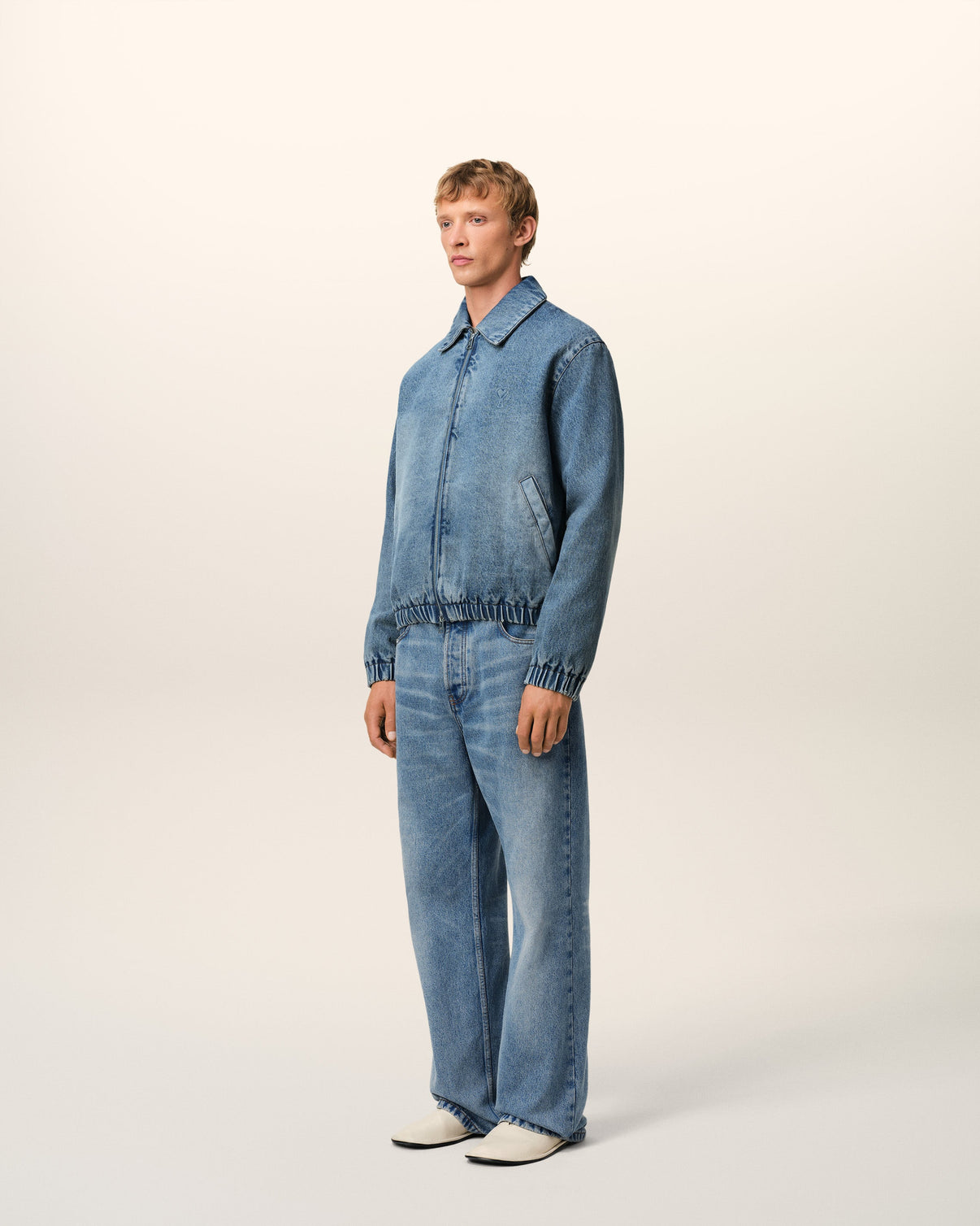 Blue Cotton Zipped Jacket