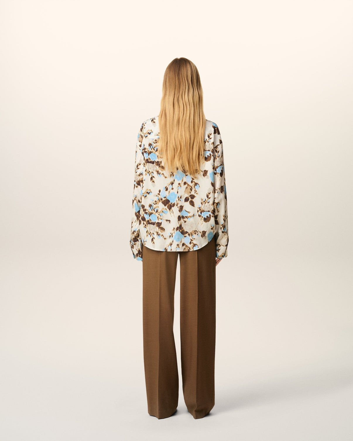 Blue Flower Printed Boxy Shirt
