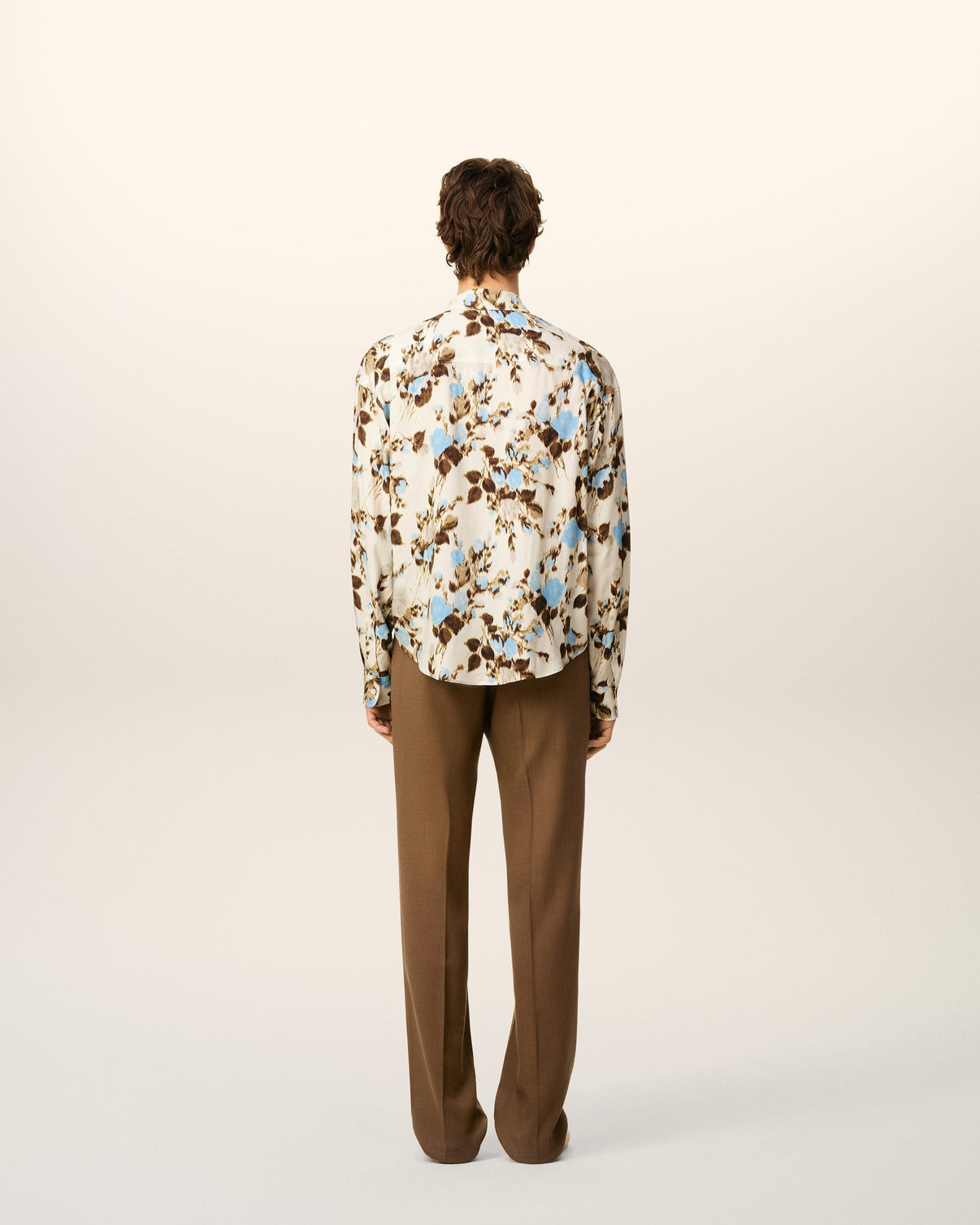 Blue Flower Printed Boxy Shirt