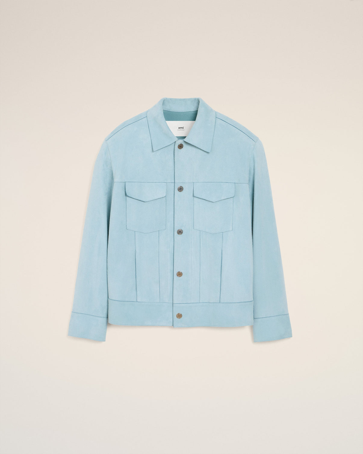 Blue Leather Trucker Jacket