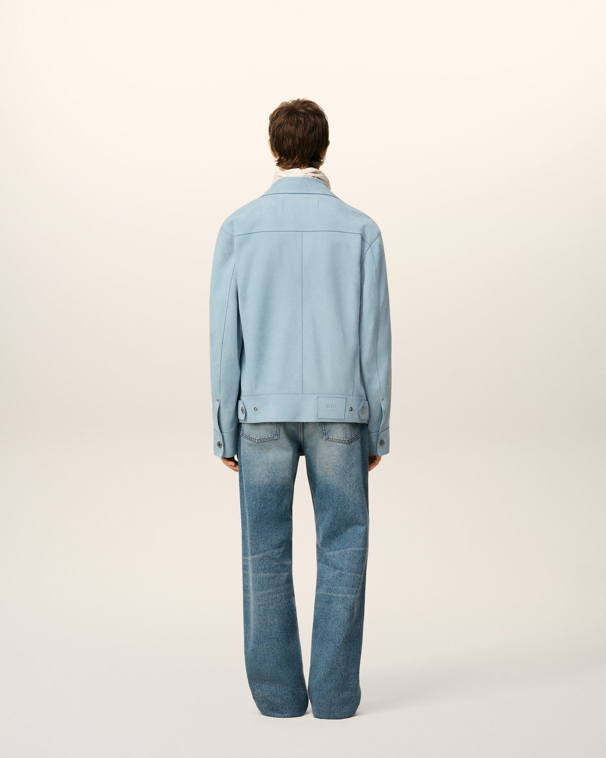 Blue Leather Trucker Jacket