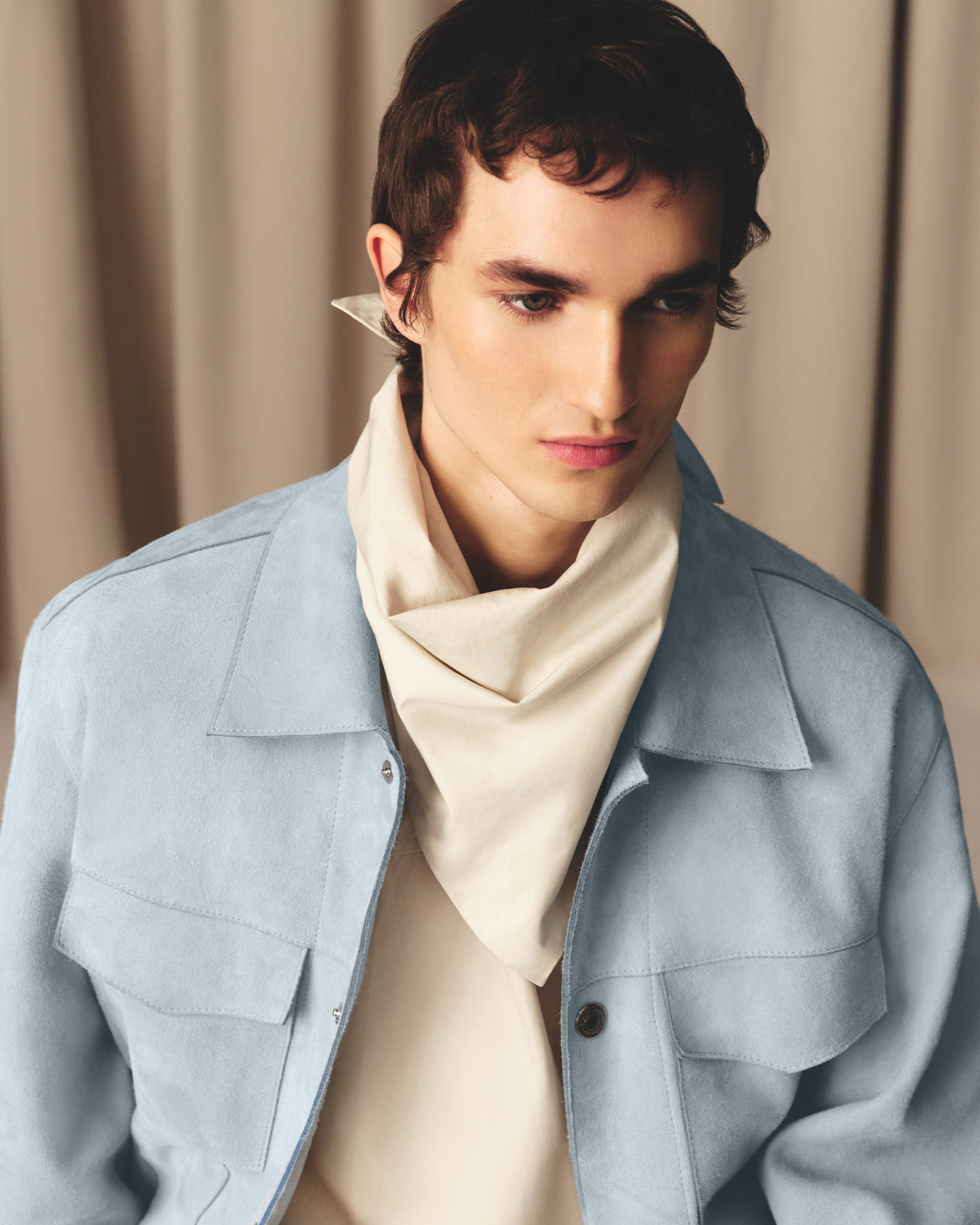 Blue Leather Trucker Jacket