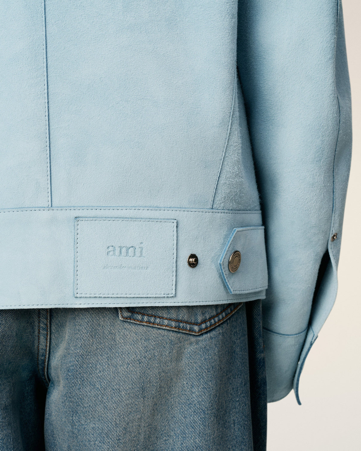 Blue Leather Trucker Jacket