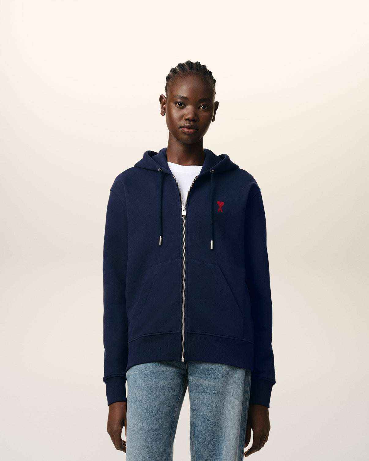 Blue Organic Cotton Zipped Hoodie