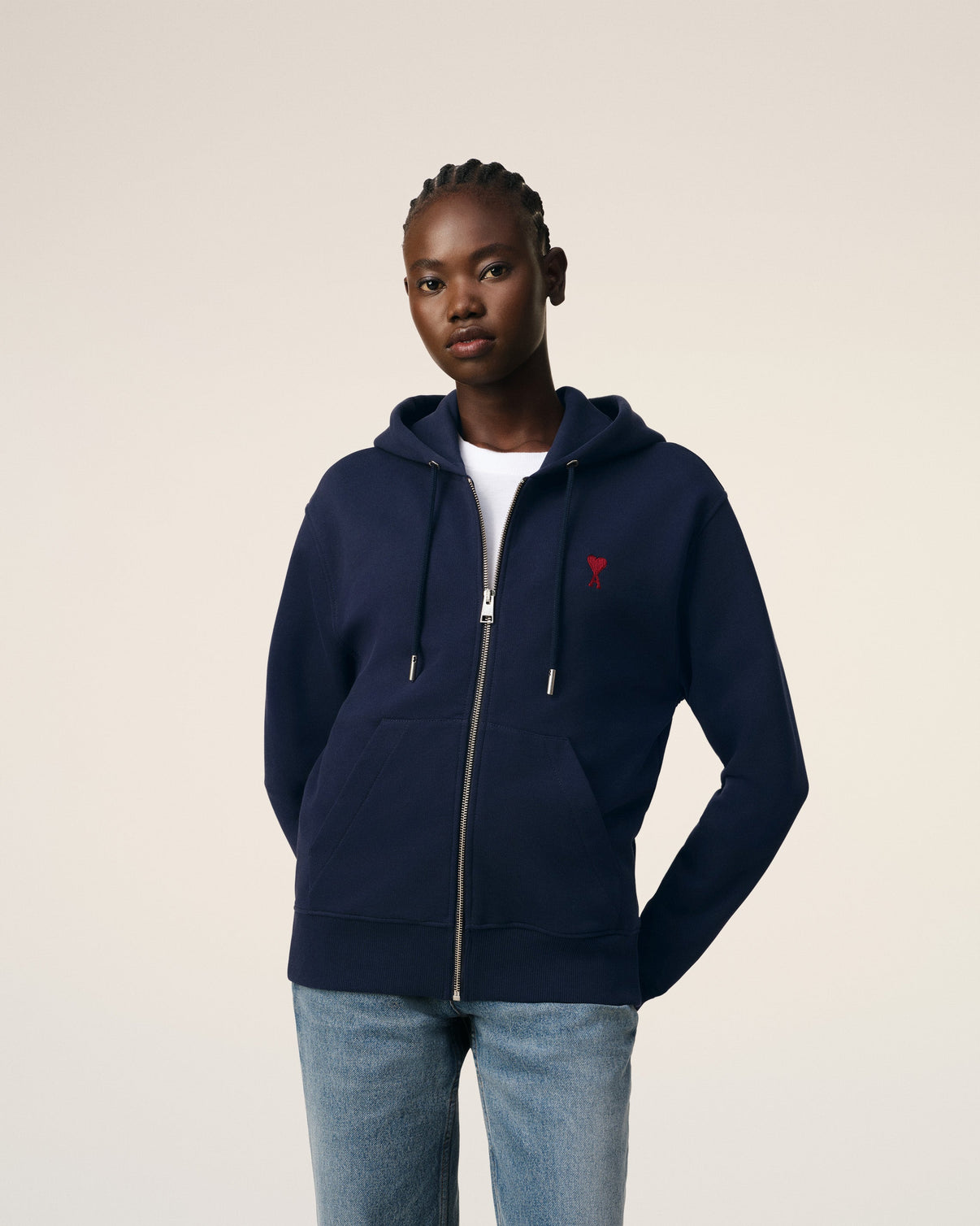 Blue Organic Cotton Zipped Hoodie