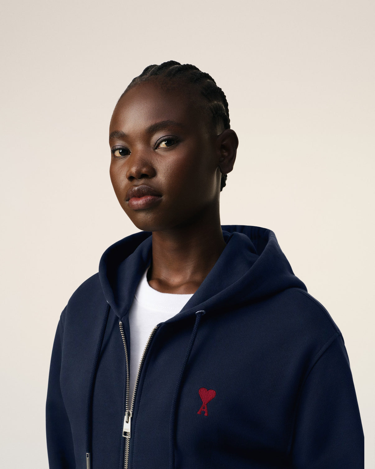 Blue Organic Cotton Zipped Hoodie