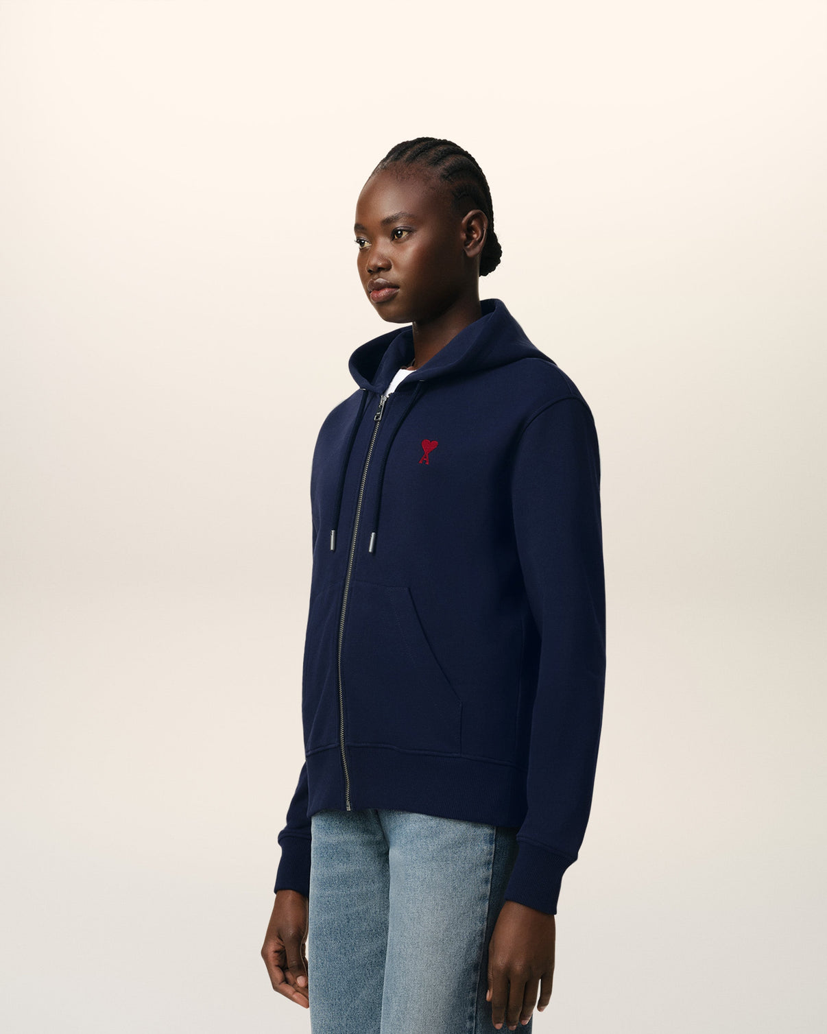Blue Organic Cotton Zipped Hoodie