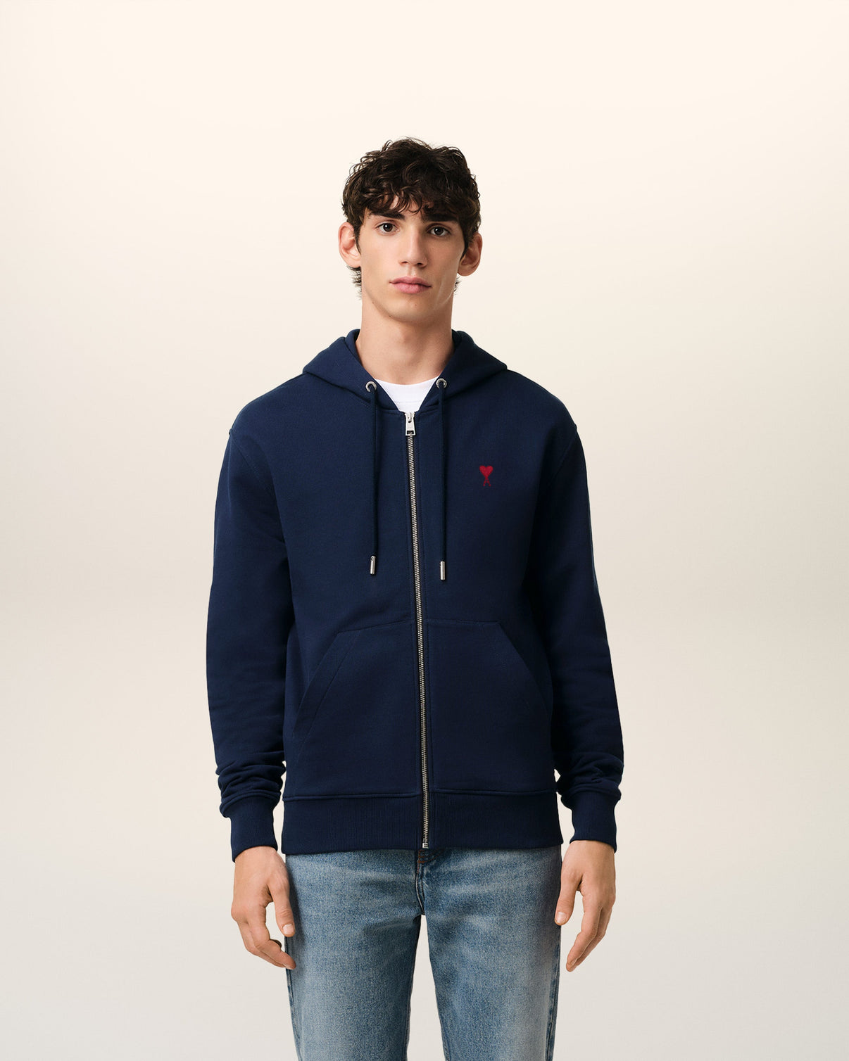 Blue Organic Cotton Zipped Hoodie