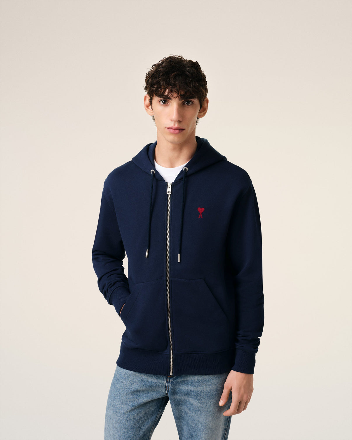 Blue Organic Cotton Zipped Hoodie