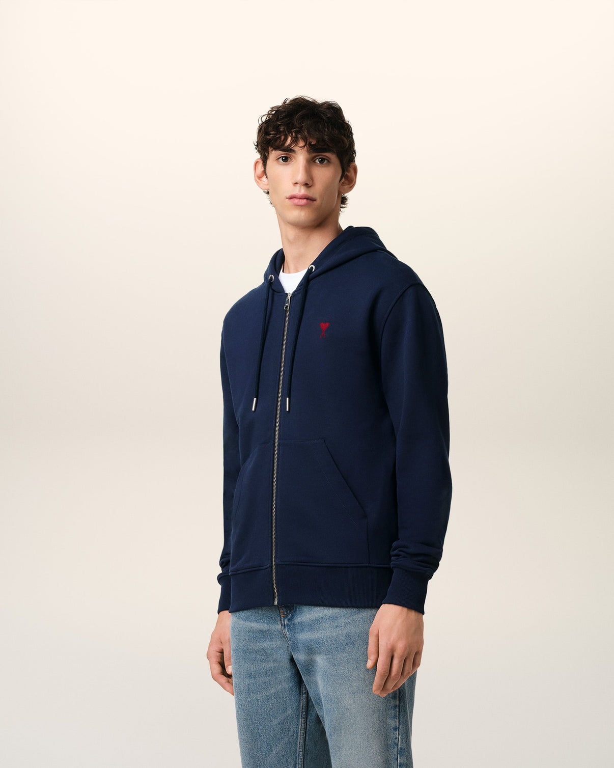 Blue Organic Cotton Zipped Hoodie