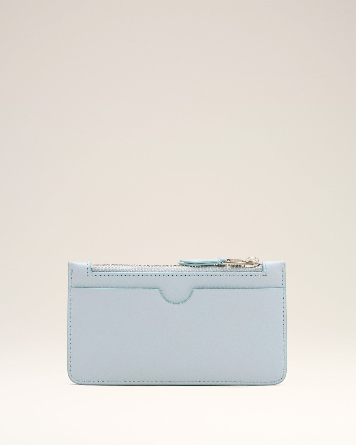 Blue Smooth Leather Zipped Card Holder