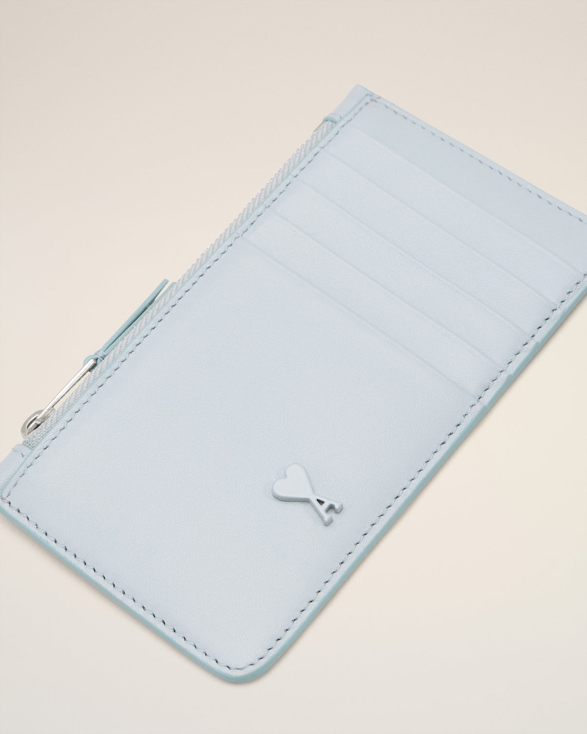 Blue Smooth Leather Zipped Card Holder