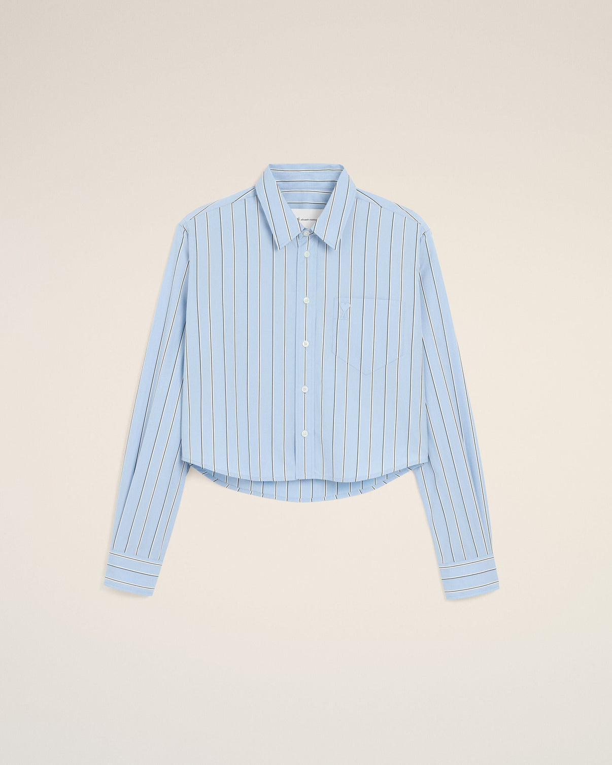 Blue striped cotton cropped shirt