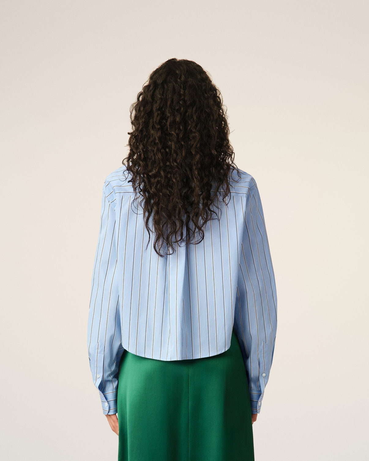 Blue striped cotton cropped shirt