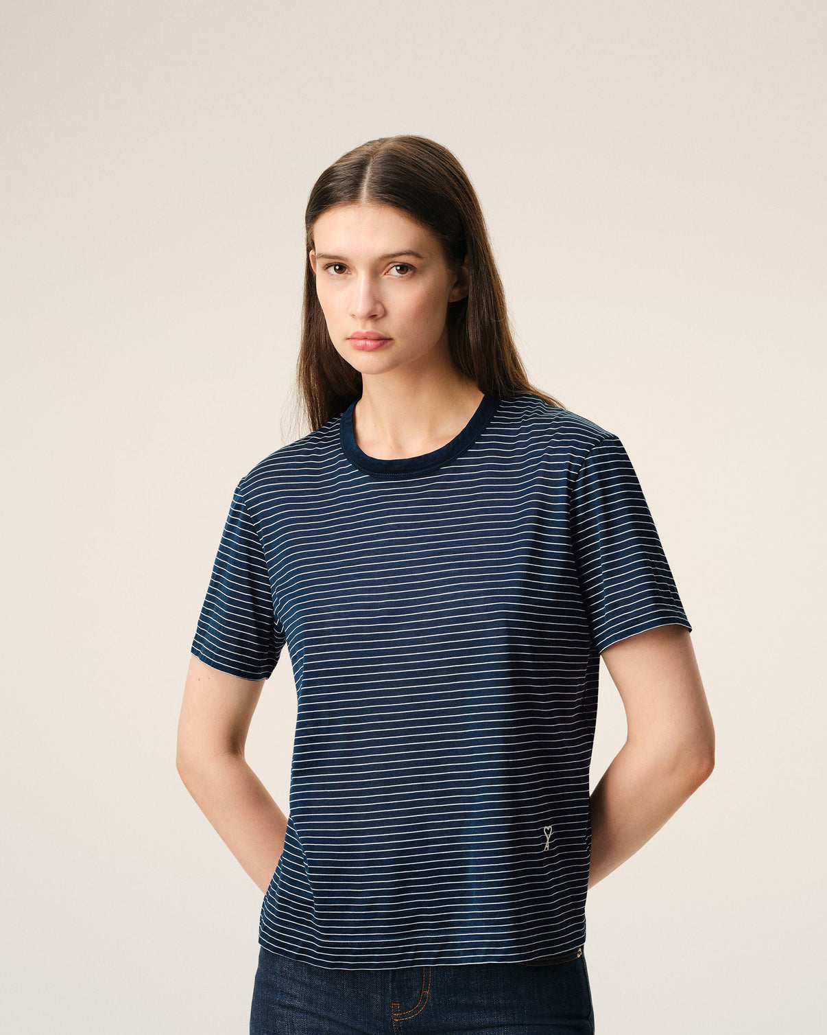 Blue Striped Cotton T-shirt