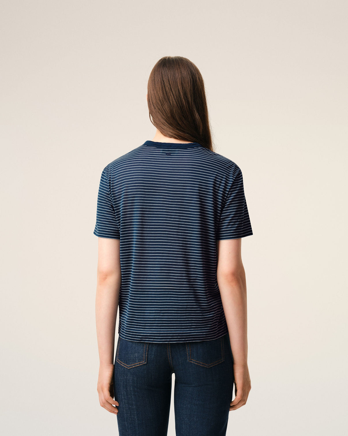Blue Striped Cotton T-shirt
